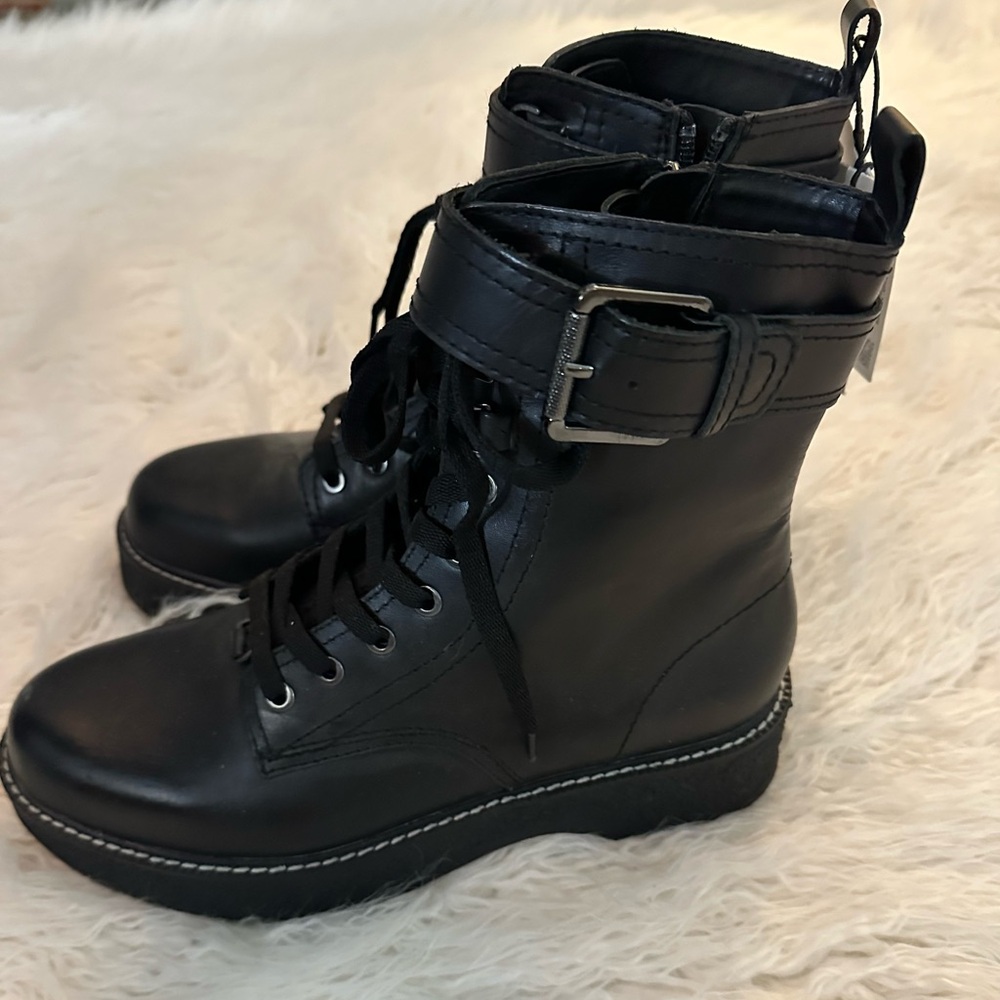 Zara Black Biker Combat Boots size 10 NWT - Picture 9 of 10